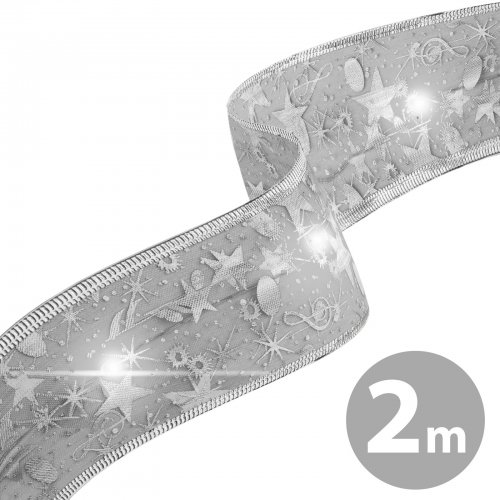 Vánoční LED pásek - stříbrný - 2 m x 5 cm - 2 x AA