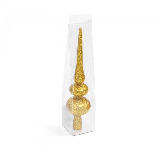 Ozdoba na špičku vánočního stromku – zlatá, třpytivá – 30 x 7 cm