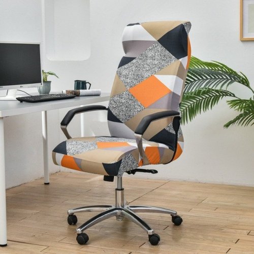 Vzorovaný potah na kancelářskou židli Oranžový kosočtverec