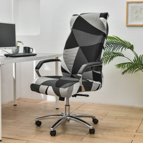 Vzorovaný potah na kancelářskou židli Černý trojúhelník