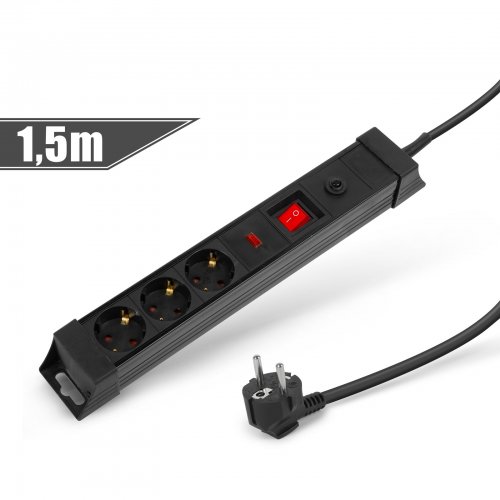 Prodlužovačka se 3 zásuvkami s ochranou proti přepětí a nadproudu 230 V • 16 A • 1,5 m
