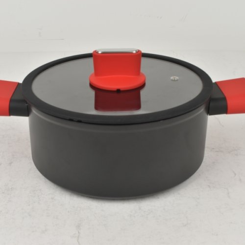 Rovná línia nepřilnavý hliníkový hrnec se skleněnou poklicí 20 cm, 3 l, indukční