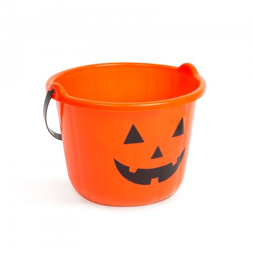 Halloweenský plastový kbelík – dýňový vzor – 20 x 15 cm