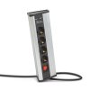 Rohová prodlužovačka – s vypínačem – 4 x 250V, 16A – 2 x USB, 2,1A – hliníkové tělo
