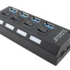 4portový USB rozbočovač s vypínači