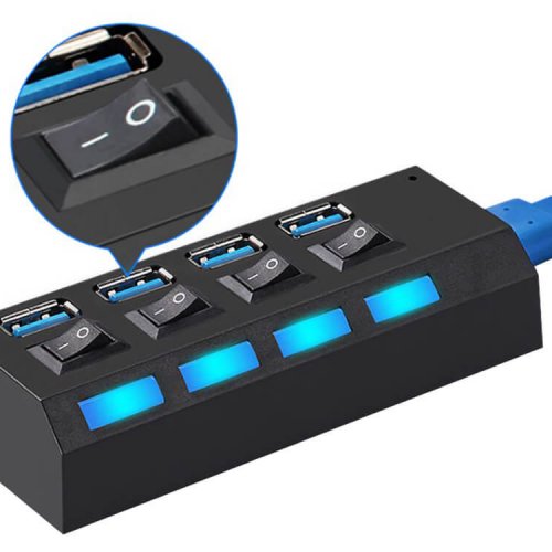 4portový USB rozbočovač s vypínači