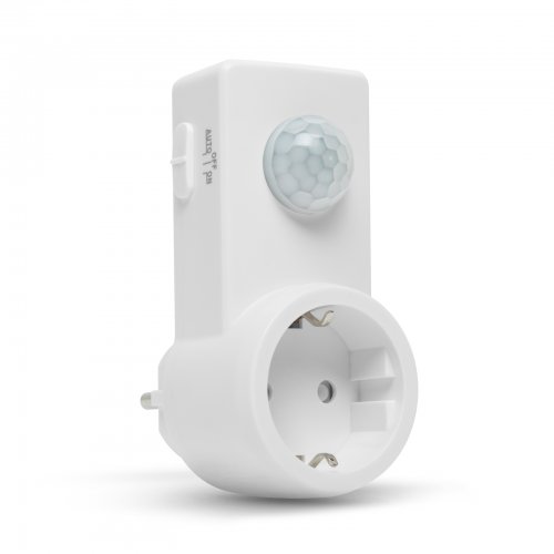 Konektor s pohybovým senzorem – 120° – max 10 m – max 1200 W – IP20 – bílý