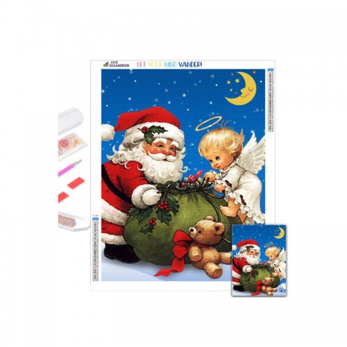 Vánoční sada na diamantovou výšivku - Santa Claus a Anděl