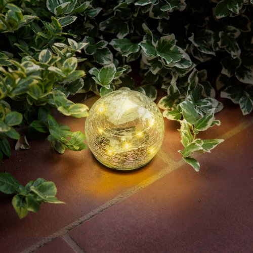 Zápichová solární světelná koule – 10 cm – 10 teplých bílých LED