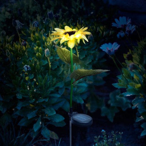 Zápichová solární slunečnice – 75 cm – 8 teplých bílých LED