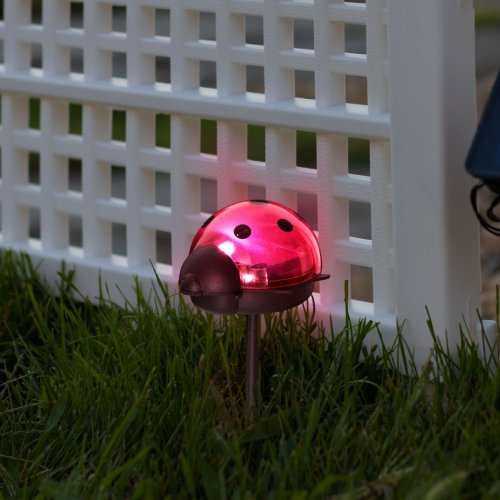 LED solární lampa - beruška - studená bílá - červená - 75 x 60 x 156 mm