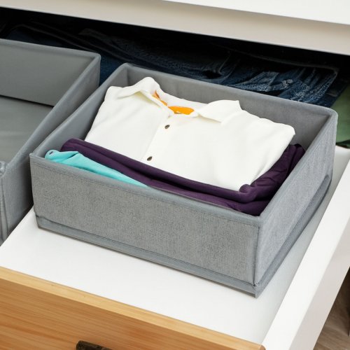 Látkový úložný box - 30 x 26 x 10 cm - šedý