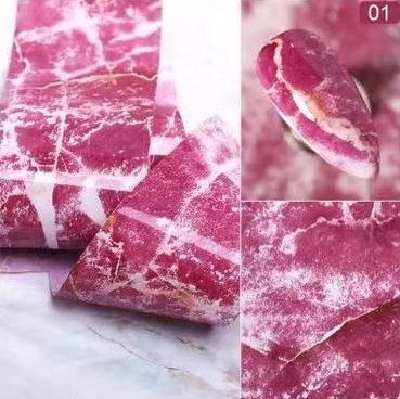 Fólie na nehty s mramorovým vzorem - růžová