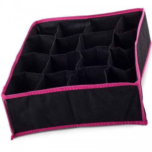 Organizér do zásuvky se 16 přihrádkami (černo-růžový)