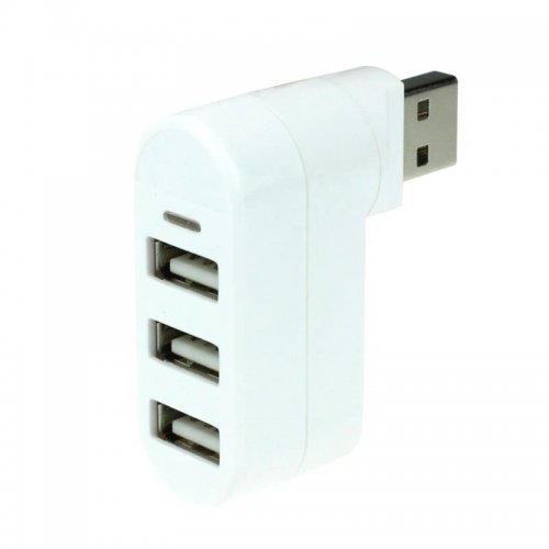3portový USB 2.0 rozbočovač s otočnou hlavou Bílý
