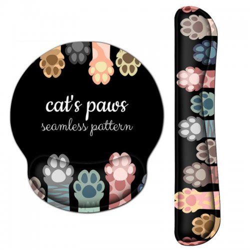 Opěrka zápěstí a podložka pod myš s motivem kočky