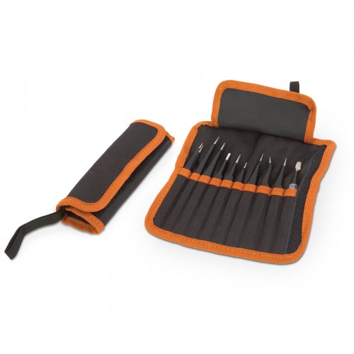 Sada precizních pinzet – antistatická – 11 dílů – matná černá