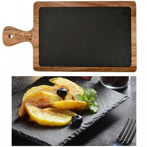 Břidlicová naběračka s akáciovou rukojetí 26*18 cm