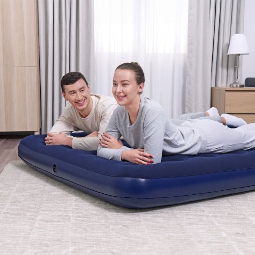 Nafukovací matrace - dvoumístná, velur - modrá - 203 x 152 x 22 cm