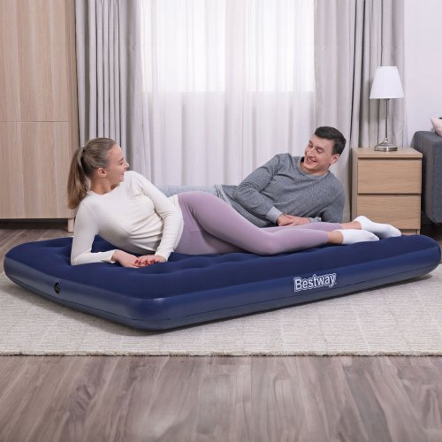 Nafukovací matrace – jednolůžková, velur – modrá – 191 x 137 x 22 cm