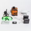 Laserová nivelační sada – max 15 m – 16 zelených laserů – 3D/360° – akumulátory, 2 konzole, brýle