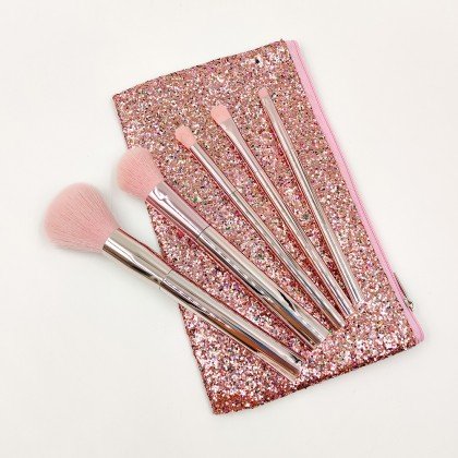 Sada štětců na make-up, 5 ks, s pouzdrem