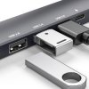 Multifunkční USB rozbočovač – HDMI + Type-C 3.0 – 3xUSB-A, 1xType-C – 5 Gbps, 100 W – černý
