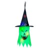 Halloweenská LED dekorace – duch – zelená – 10 barevných LED – závěsná – 2 x 2032 – 75 x 35 cm
