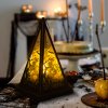 Halloweenská LED lucerna - čarodějnice - teplá bílá - černá - 9,5 x 9,5 x 17 cm - 2 x AAA