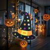 Halloweenská dekorace – čarodějnický klobouk – závěsný – filc – 38 x 33 cm
