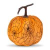 Halloweenská dekorace – dýně – 16,5 cm – oranžová – pavučina – pěna