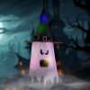 Halloweenská LED dekorace – duch – růžová – 10 barevných LED – závěsná – 2 x 2032 – 75 x 35 cm