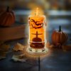 Halloweenská LED svíčka – náhrobní kámen – oranžová LED – 3 x LR1130 – 5 x 5 x 10 cm