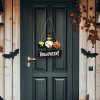 Halloweenská dřevěná dekorace – skřítek – závěsná – 24 x 15 cm