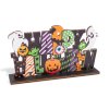Halloweenská dřevěná dekorace na poličku - Happy Halloween&quot; - 17 x 10 x 4 cm