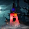 Halloweenská LED dekorace – duch – červený – 10 barevných LED – zavěsitelné – 2 x 2032 – 75 x 35 cm