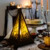 Halloweenská LED lucerna – kostra – teplá bílá – černá – 9,5 x 9,5 x 17 cm – 2 x AAA