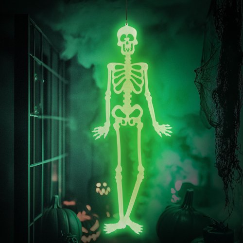 Halloweenská fosforeskující dekorace – kostra – 90 x 40 cm