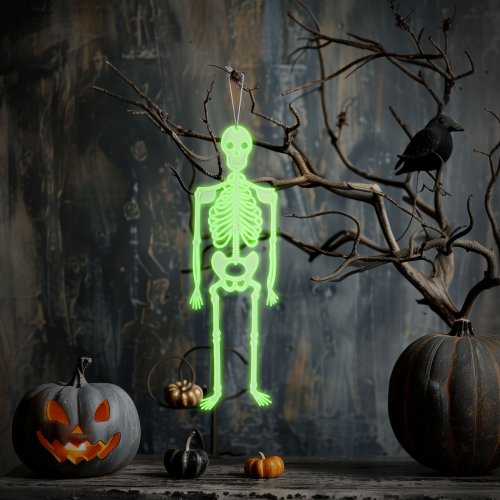 Halloweenská fosforeskující dekorace – kostra – 32 x 11 cm