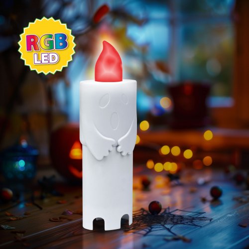 Halloweenská LED lucerna – duch – 4barevná LED – 12 x 4,5 x 3 cm