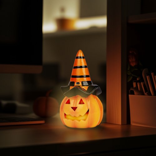 Halloweenská LED dýně - 2 x LR44 - 6,5 cm x 11 cm