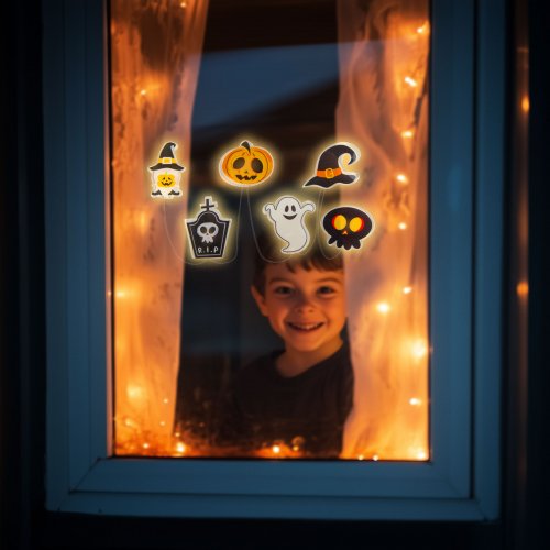 Halloweenská LED dekorace na okno – gel – více tvarů – 85 cm