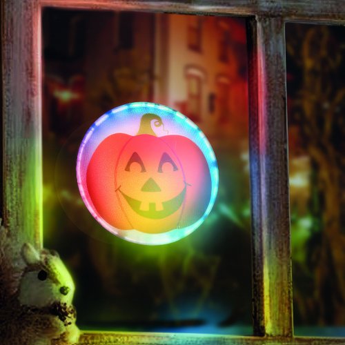 Halloweenská LED dekorace – RGB LED – dýně – samolepicí – 12 x 4 cm