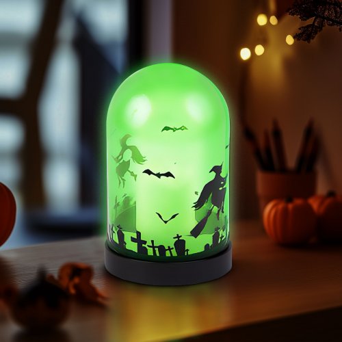 Halloweenská LED dekorace – zelená – 3 x AAA – 8 x 12,5 cm