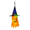 Halloweenská LED dekorace – duch – žlutá – 10 barevných LED – závěsná – 2 x 2032 – 75 x 35 cm