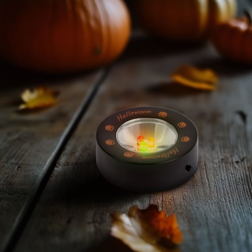 Halloweenské LED náladové osvětlení - 3 LED - 3 x AAA - černé, dýně