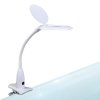 LED lampa na stůl – s lupou – se svorkou – bílá