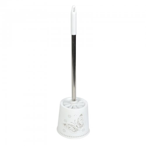 WC kartáč + držák - s motýly - 49 x 13 x 13 cm - bílá