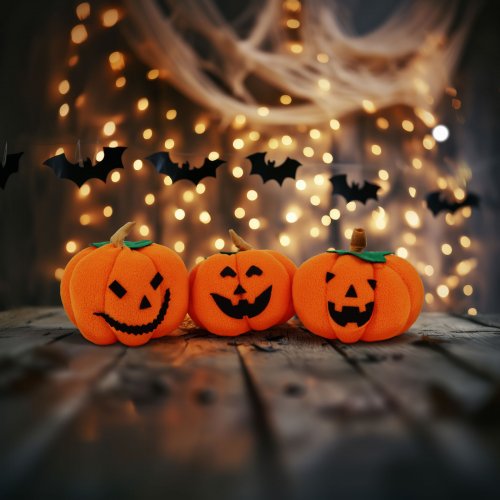 Halloweenská dýňová dekorace - 10 x 10 x 11 cm - 3 druhy