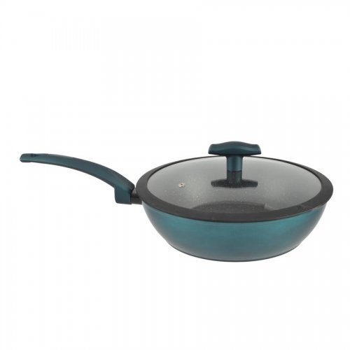 Sea Line nepřilnavá hliníková wok pánev se skleněnou poklicí 28 cm indukční